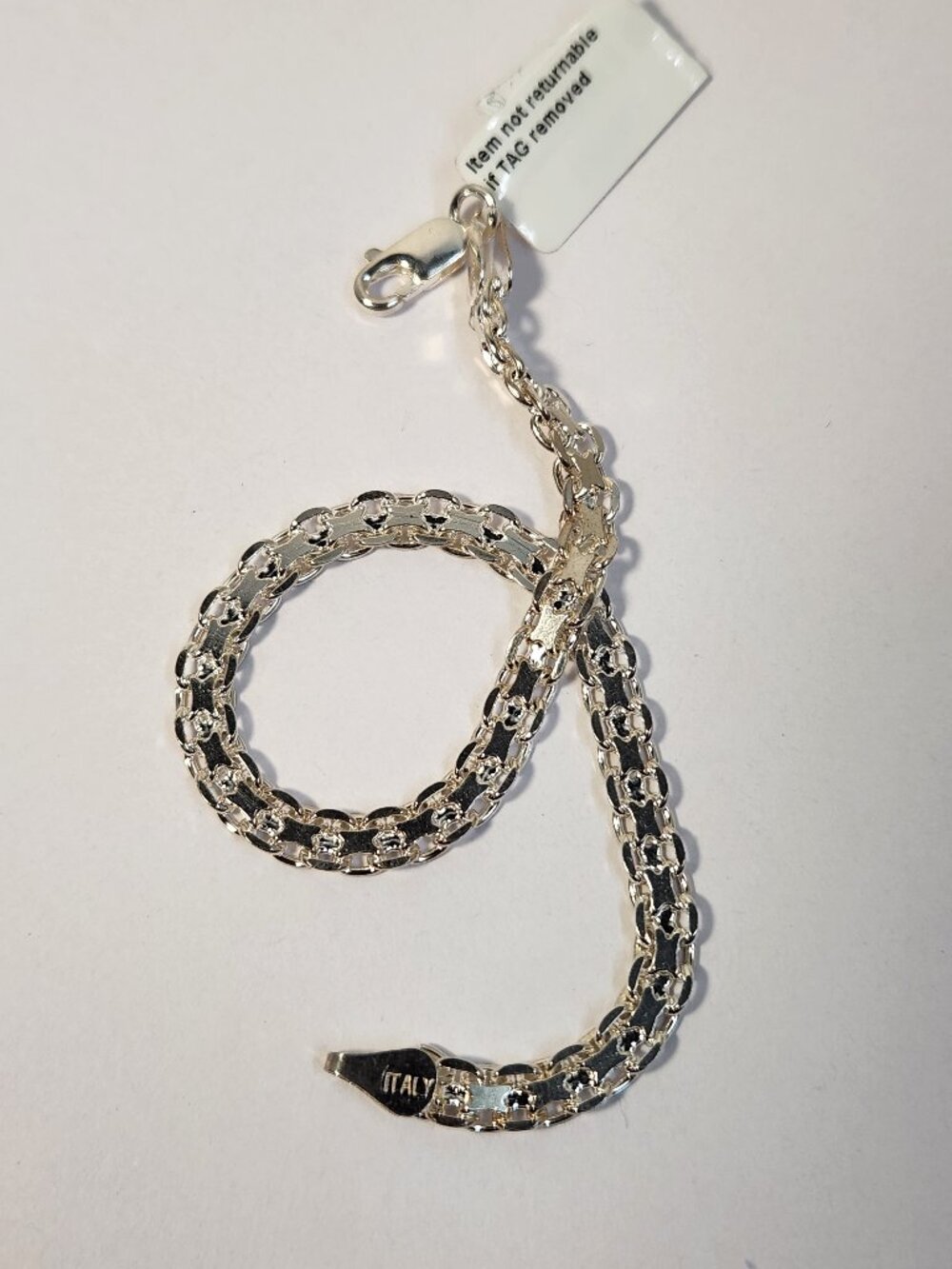 Vintage Italian White Gold Over 925 Silver Valentino Bracelet 7.5" NWT NOS - Picture 10 of 14
